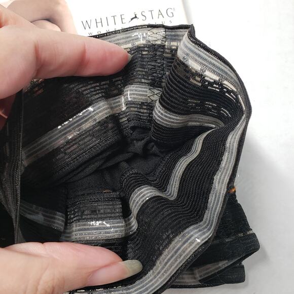 Vintage White Stag Plus Support Thigh High 1 pair Womens Large Black Compression - Picture 5 of 6